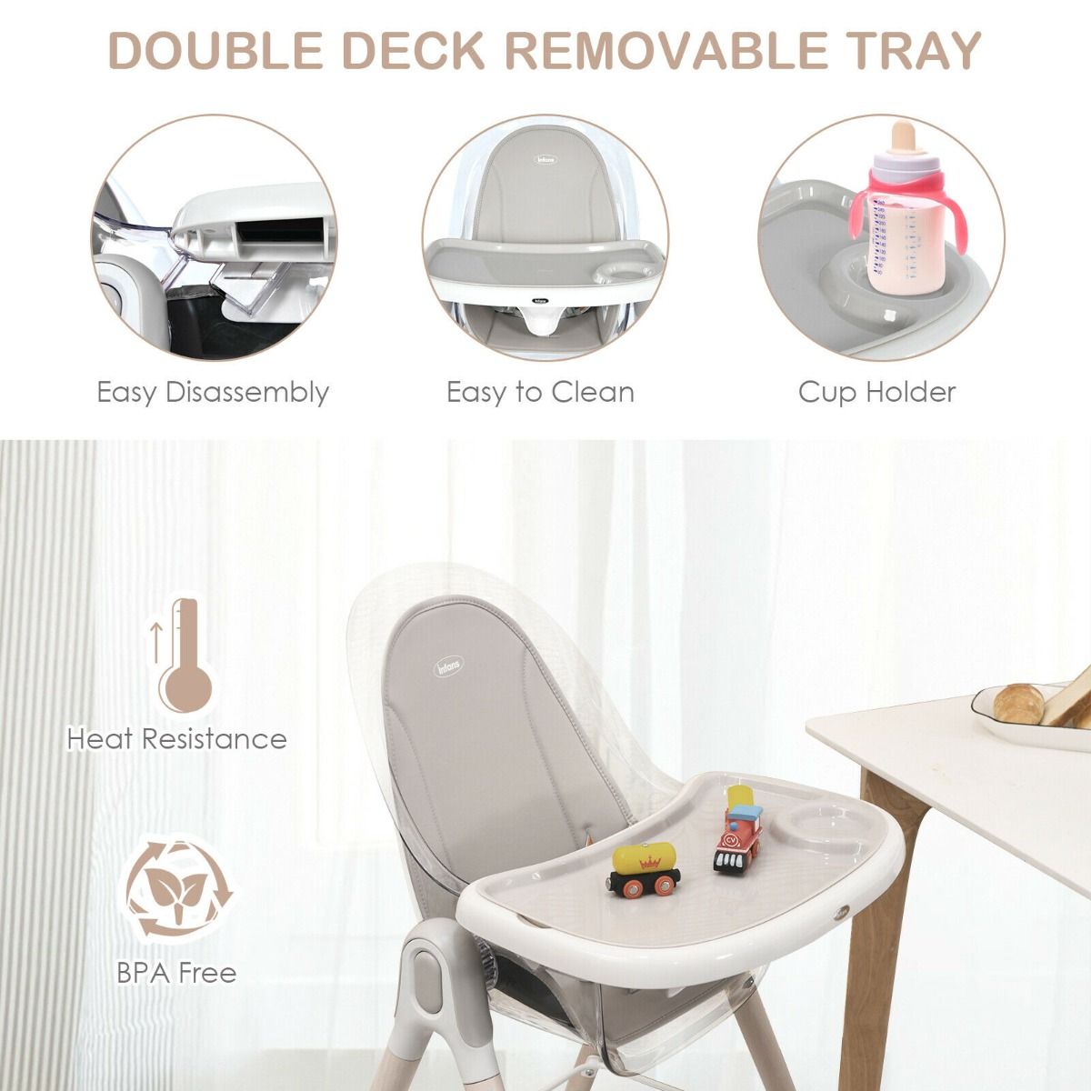 Bebeconfort Looky Trona bebe plegable y reclinable con asiento