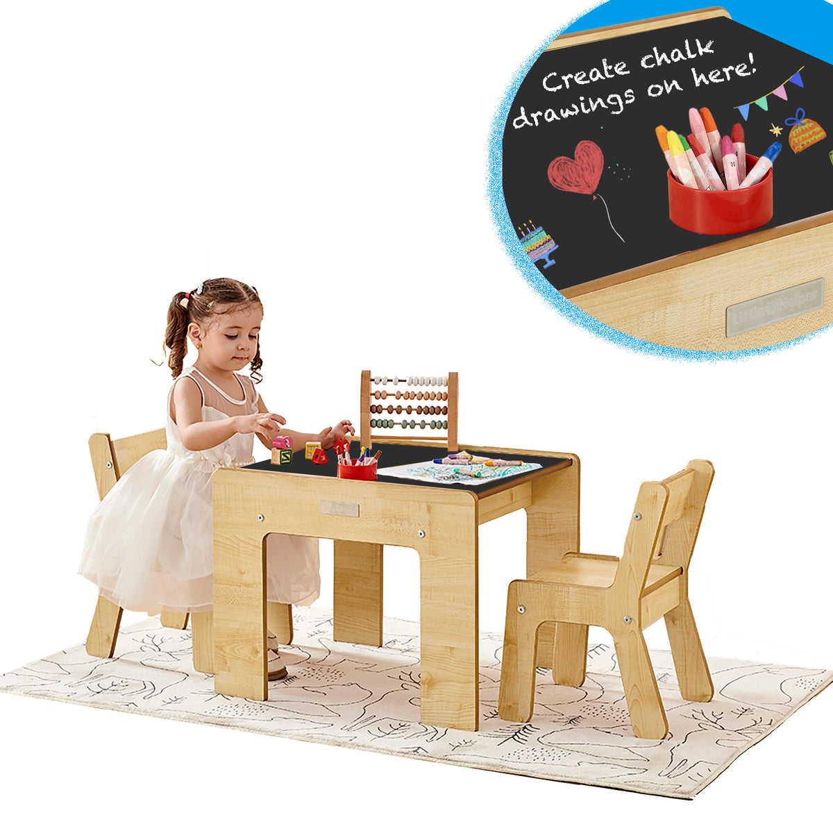 Little Helper Montessori Wood FunStation Duo Childrens Table Chairs www.littlehelper