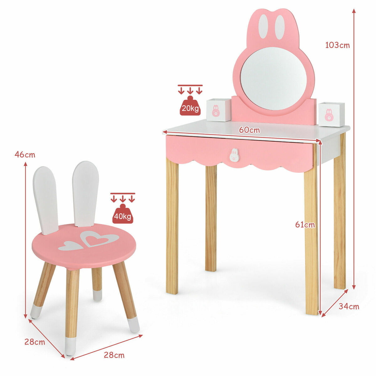 Childrens dressing table and clearance chair