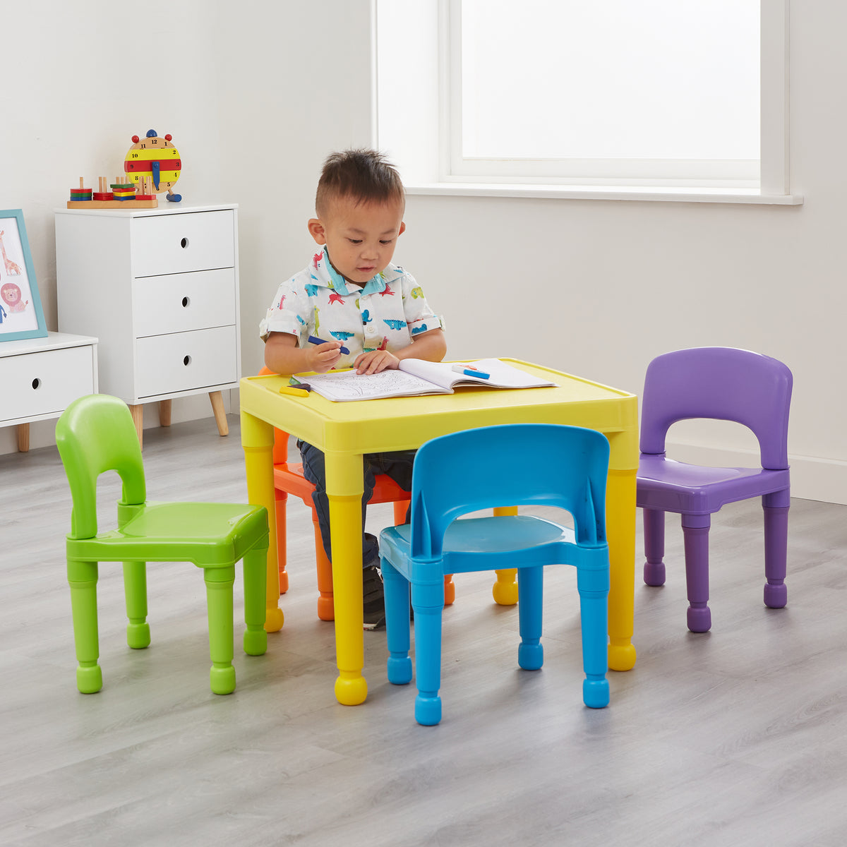 Child plastic chair and table set best sale