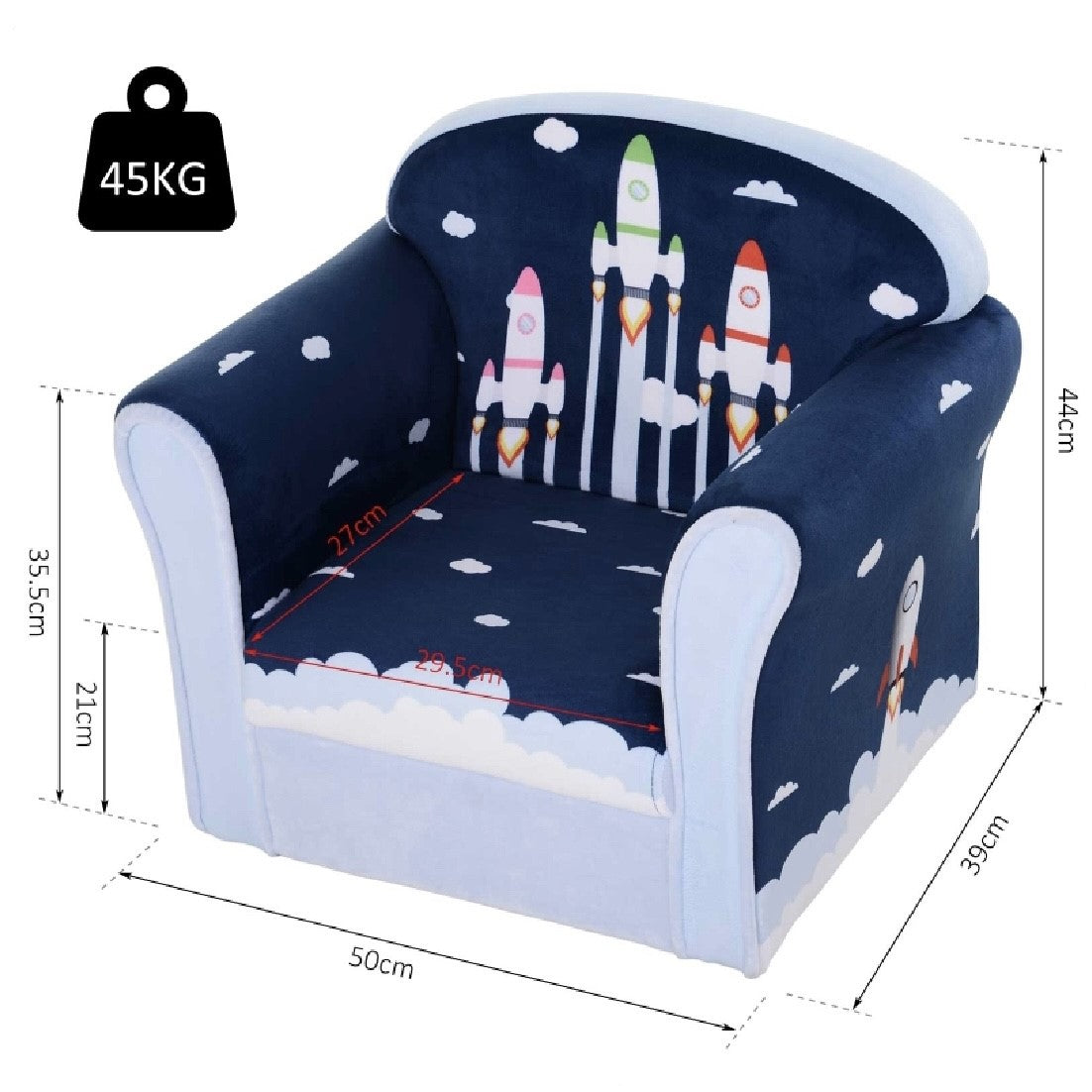 Fauteuil club enfant personnalisé - Fusée Spatiale