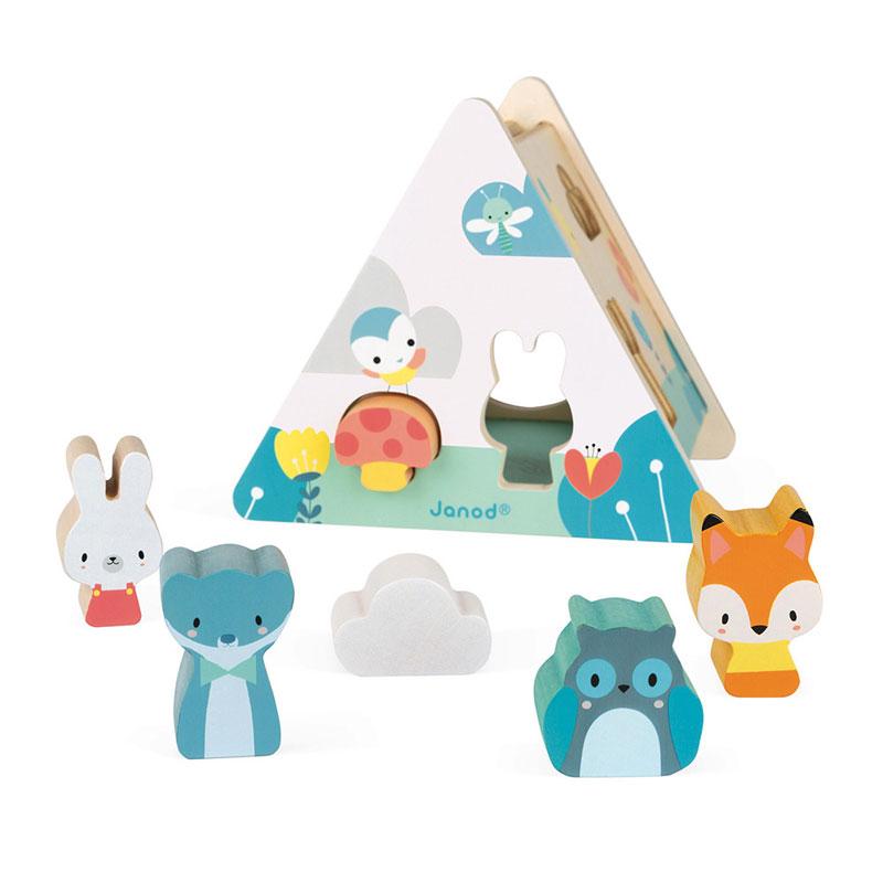 Janod - Tropik My First Shapes - Wooden Early-Learning Toy - Educational  Toy: Shapes and Colors - 9 Slot-in Shapes - Water-Based Paint - 1 Year +