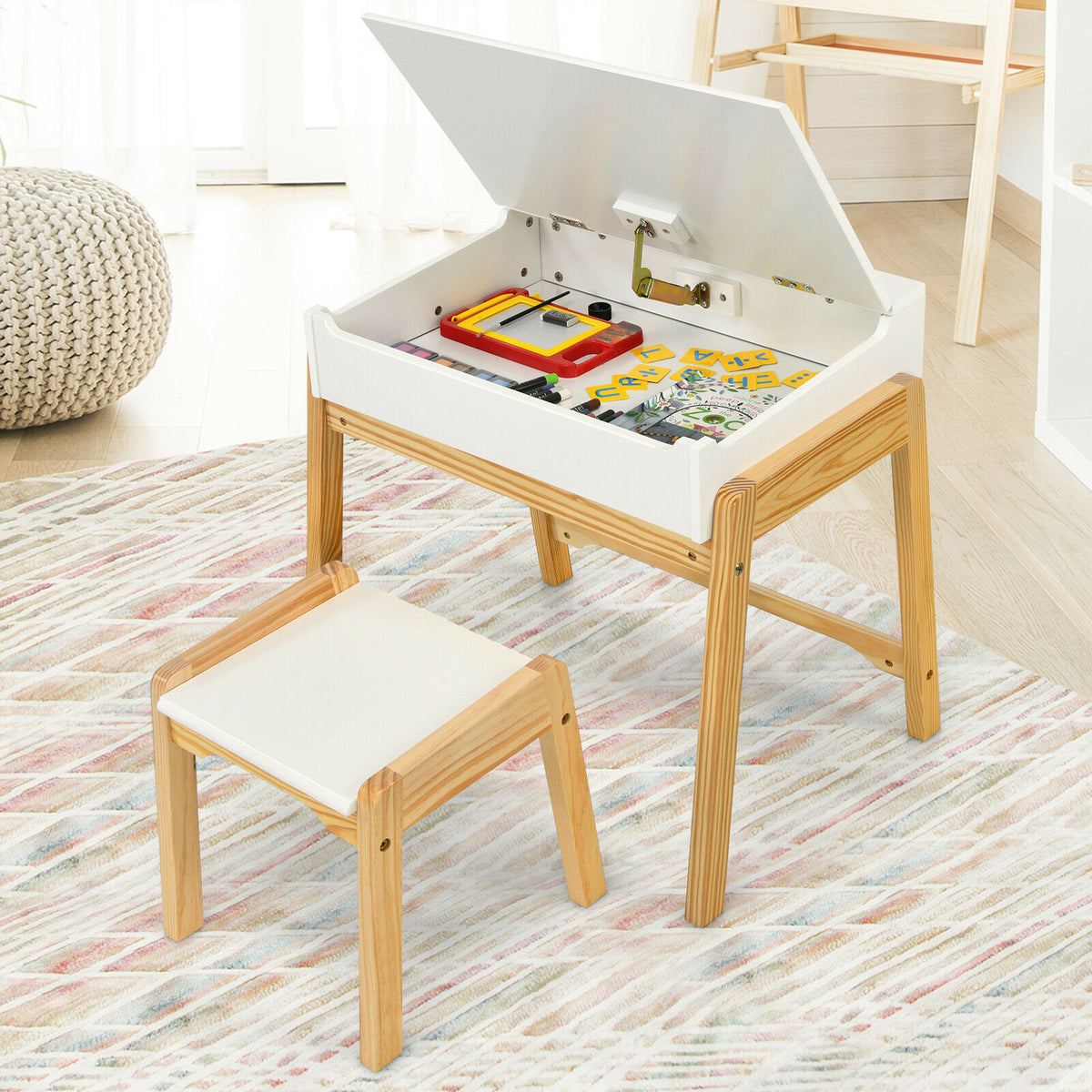 Kids Desk and Stool Set