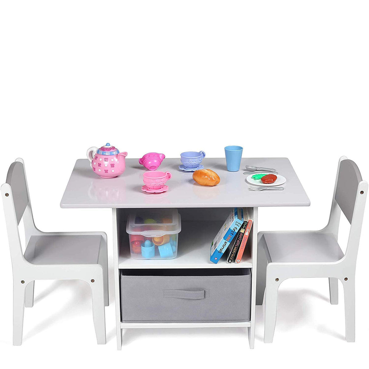 Little Helper Table et 2 chaises réglables en hauteur pour enfant de 2 à 8  ans avec rangement (menthe/blanc)