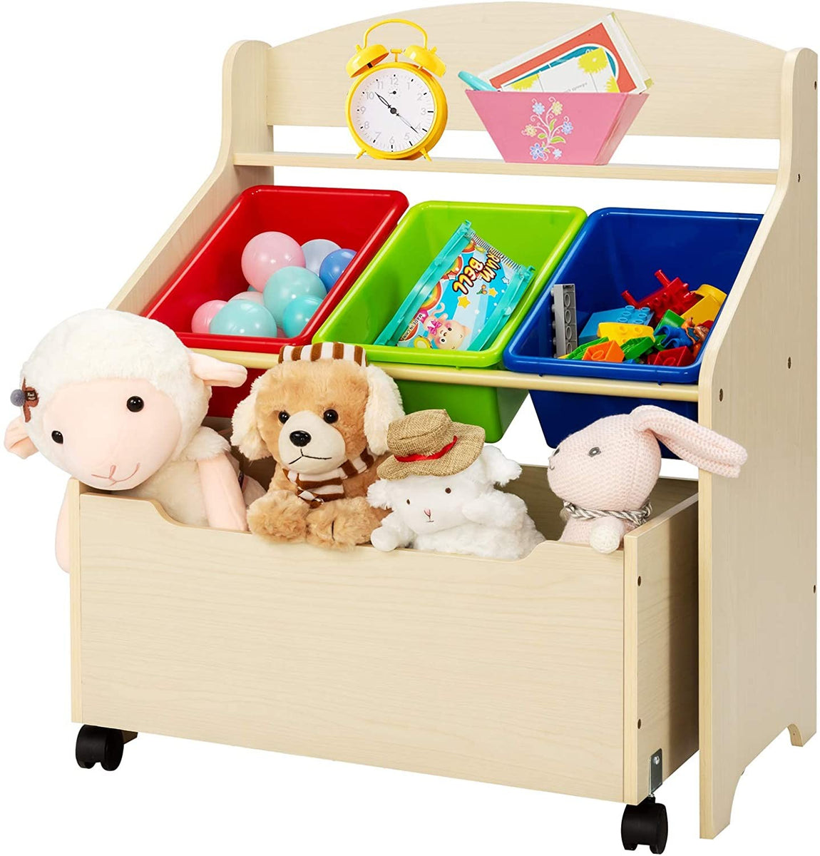 Libreria in legno per bambini e mobile porta giocattoli  Cassetto e  scatole estraibili – www.littlehelper.co.uk