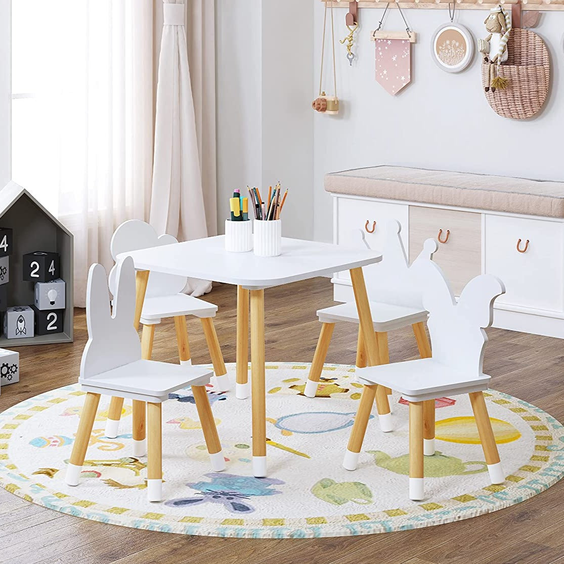 Mesa y sillas Infantiles cuadradas Montessori de Madera Blanca - Bainba :  : Hogar y cocina