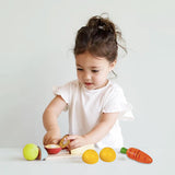 100% Eco Deluxe Kids Montessori Fruit Veg Play Food Set | Mini Colander | Kiddy Knife | Chopping Board