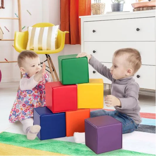 12 pieces of foam building blocks make up this soft play set for home for children  12 months and up