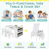 Multi functional Montessori Childrens Table and Chairs and Kid's easel in one product - white