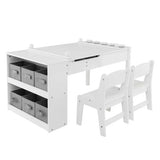 Montessori Art Table cum Childrens Table and Chairs and Kid's easel in one product - white with grey storage