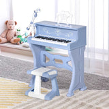 Montessori 37 Keys Mini Grand Piano & Stool with Microphone | Blue