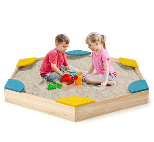 Eco FSC Montessori Cedar Wooden Sandpit | 6 Corner Seats | 140 x 122 cm