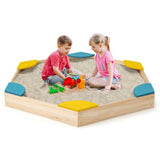 Eco FSC Montessori Cedar Wooden Sandpit | 6 Corner Seats | 140 x 122 cm