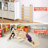 3-in-1 Eco Wooden Folding Climbing Frame | Montessori Pikler Triangle, Slide and Climber 