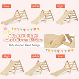 3-in-1 Eco Wood Folding Climbing Frame | Montessori Pikler Triangle, Slide and Climber with 3 height settings