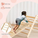 3-in-1 Eco Wood Folding Climbing Frame | Montessori Pikler Triangle, Slide and Climber made from solid wood