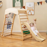 Montessori 6-in-1  Indoor Pikler Eco Wood Toddler Jungle Gym and Slide| 12m+ all natural finish