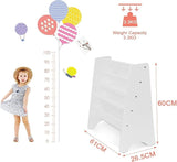 Freestanding Childrens Bookshelf | White Sling Bookcase