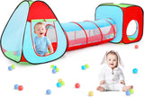 Baby Blue-n Sanobear Kids Play Tent with Ball Pit+Play Tunnel+Teepee Tent, Pop Up Toddlers Playhouse for Boys and Girls Gift, Collapsible Children Play Tent Toy Indoor and Outdoor Games (Colorful Fort)