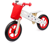 Wooden Balance Bike Kids Running Walking Lightweight Training Bikes + Bell & Basket (Red)