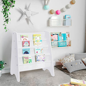 Freestanding Childrens Bookcase | White Sling Bookcase