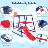 Children's 7-in-1 Indoor & Outdoor Montessori Climbing Gym with Slide  & Basketball Hoop