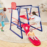 Children's Multi Purpose 7-in-1 Indoor & Outdoor Montessori Climbing Gym with Slide & Basketball Hoop | 3 Years +