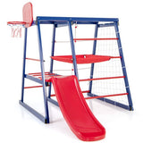 Heavy Weight 7-in-1 Indoor & Outdoor Rust-Proof Montessori Climbing Gym with Slide | Basketball Hoop