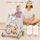 Ergonomic  and Posture Promoting Sit-to-Stand Wooden Baby Walker | Multiple Built-in Toy Activities | 12m+