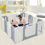 14 Panel Foldable & Modular Baby Playpen | Ball Pool | Activity Panel w/Sounds | Grey & White