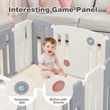 14 Panel Foldable & Modular Baby Playpen | Ball Pool | Activity Panel w/Sounds | Grey & White | 6 months plus