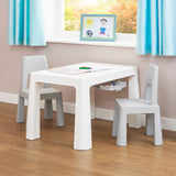 Grow-with-me Kids Height Adjustable Table & Chairs with Storage | 2-8 years | Grey & White