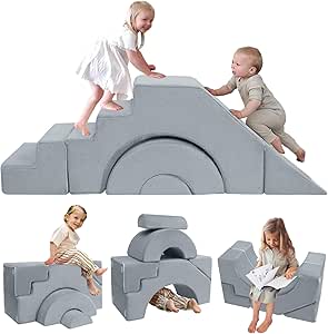 Large Super Soft Fleece Pikler Modular Soft Play Equipment | Removable & Washable | Grey