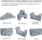 Large Super Soft Fleece Pikler Modular Soft Play Equipment | Removable & Washable Covers | Grey