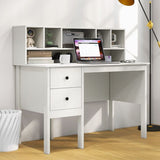 Heavy Duty Homework Desk | Storage Shelf | Hutch Desk with Storage | Older Children & Adults | White