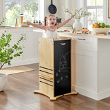 The Original Little Helper 2-in-1 FunPod Toddler Tower | Learning Tower | Kitchen Helper Tower | Step Stool | Natural Chalkboard Panels