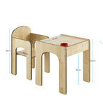 Little Helper FunStation in Natural Dimensions: Table 43 x 41.5 x 46 (cm) Chair: 31.8 x 32 x 53 (cm)