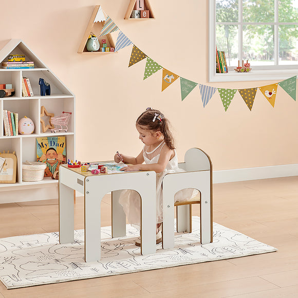 Little Helper Wooden Toddler Table and Chair for Arts, Crafts & Mealtimes | Creative Learning | Childs Chair and Table | White