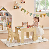 Little Helper Montessori Wood FunStation Duo Childrens Table & Chairs Set for 2 | Natural