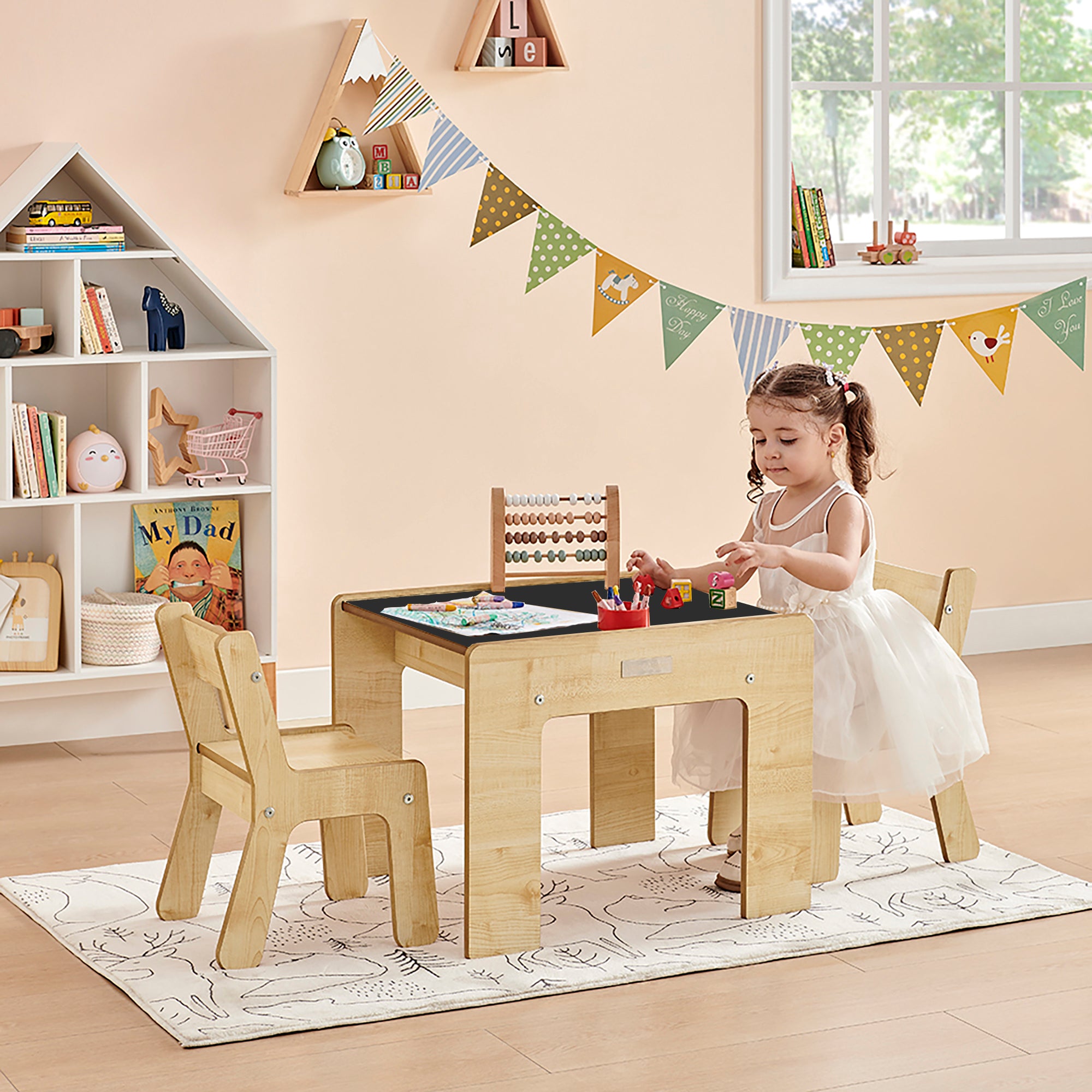 Little Helper Montessori Wood FunStation Duo Childrens Table Chairs www.littlehelper