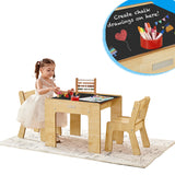 Little Helper Montessori Wood FunStation Duo Kids Table & Chairs Set for 2 | Chalky