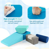 Soft Play Equipment | Montessori 6 Piece Foam Play Set | Soft Play Slide & Bridge | 12-36 months