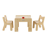 Little Helper FunStationDup  in natural finish Dimensions: Table 58 x 51 x 46 (cm) Chair: 30 x 34 x 48 (cm)