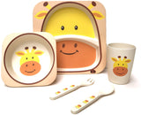 Eco Conscious Bamboo Baby & Toddler Feeding 5 Piece Set | Giraffe Design