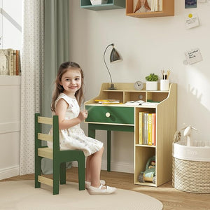 Kids Desk | Spine Supporting Childrens Desk & Chair | Natural & Sage Green | 3-10 Years