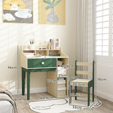 Kids Desk | Spine Supporting Childrens Desk & Chair |  Hutch Desk | Natural & Green | 3-10 Ages