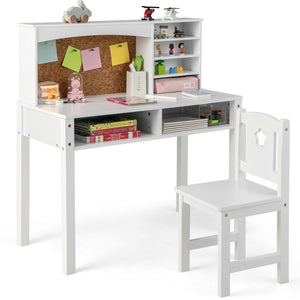 Cork bulletin board for your kids to pin notes or photos on this hutch desk for kids