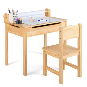 Children's Montessori Homework Desk & Ergonomic Spine-Supporting Chair | Paper Roll | White | 3 Years+