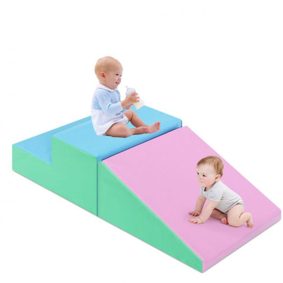 Small Soft Play Equipment | 2 Piece Climb & Slide Foam Play Set | Colour Options | 6m+