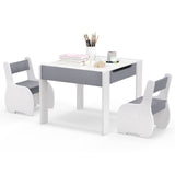 Multifunctional Elephant Kids Table and 2 Chairs Set | Reversible Blackboard Tabletop | Storage